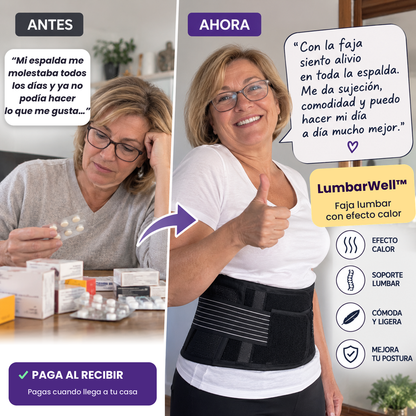 LumbarWell™ | Faja Lumbar con Efecto Calor 2 en 1 | Soporte + Cintura Estilizada