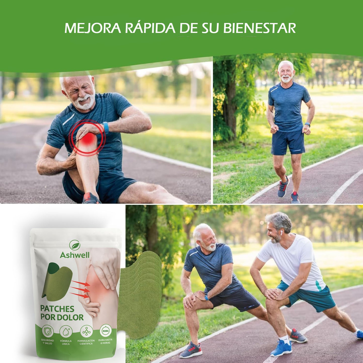 Parches naturales para Dolor de rodillas y ciática - Ashwhell
