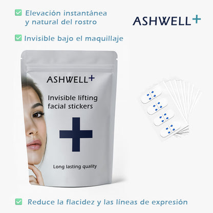 Lifting facial instantáneo y discreto – 40 parches invisibles para rostro y cuello. Ashwell+™
